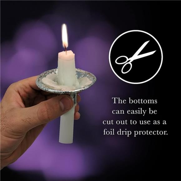 Extra Heavy Disposable Aluminium Foil Candle Holder, Drip Cup Bobeches -100 Pack - Picture 4 of 8